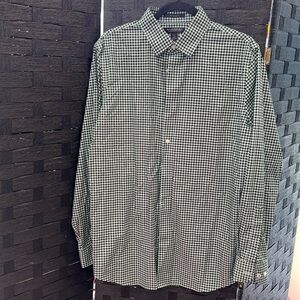 Banana Republic Green And Black Checkered Standard For Dress Shirt In M